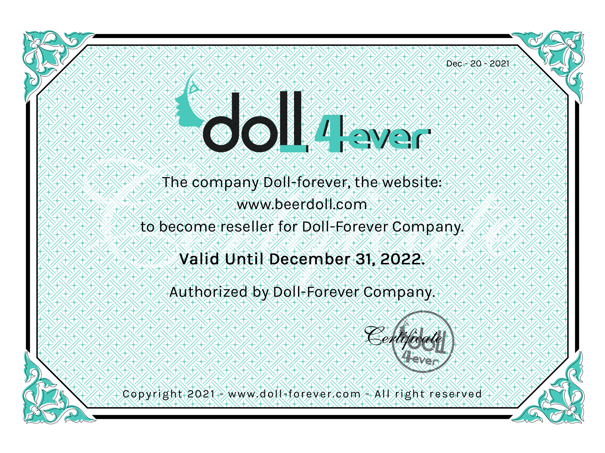 Doll-Forever zertifikat