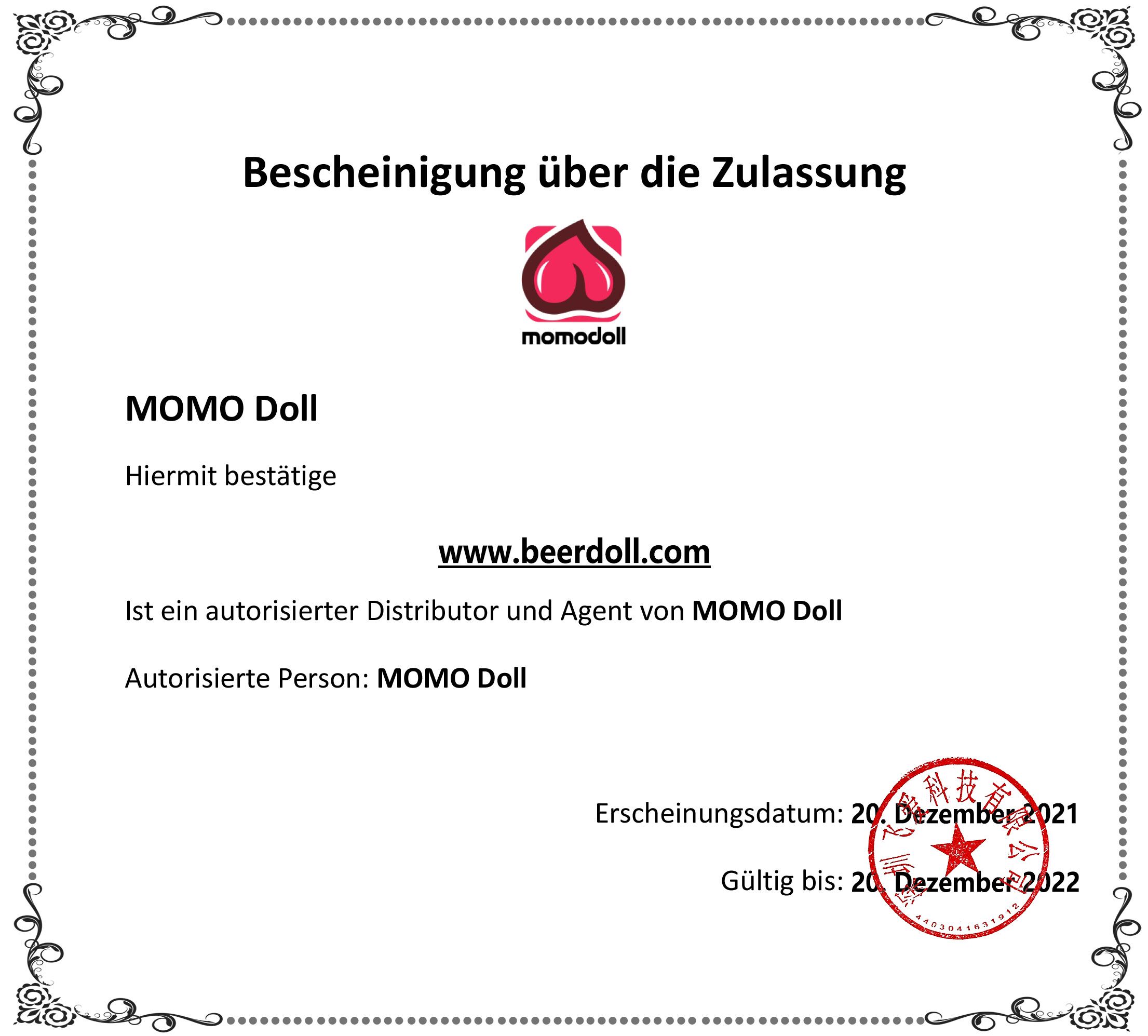 MOMO Doll zertifikat